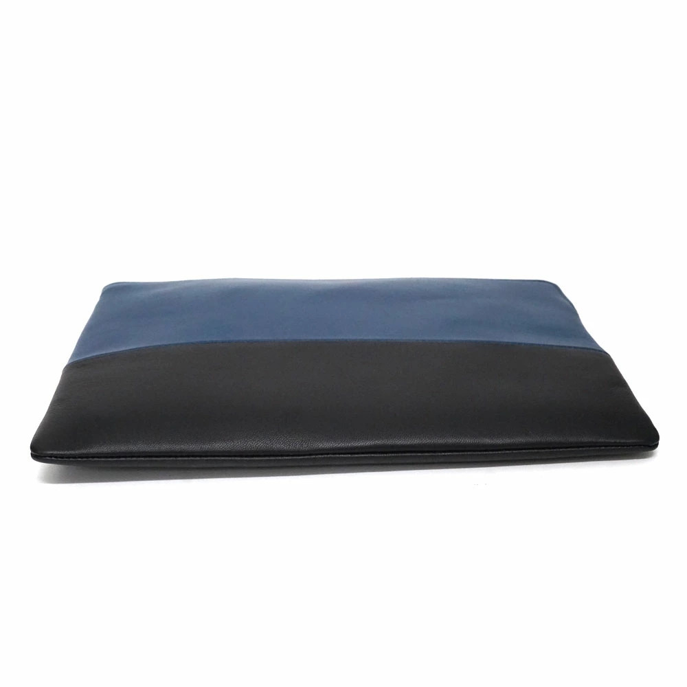 Celine Bicolor Clutch Bag Shoulder Leather Blue Black - Picture 2 of 11